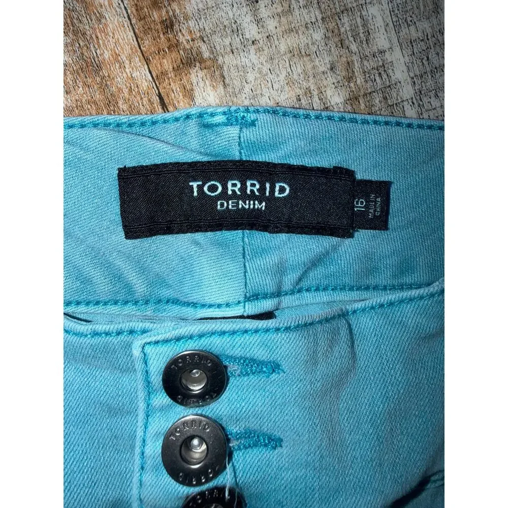 Torrid Bright Blue High Rise Stretchy Skinny Jeans Sz 16 Capris Dopamine Dress
